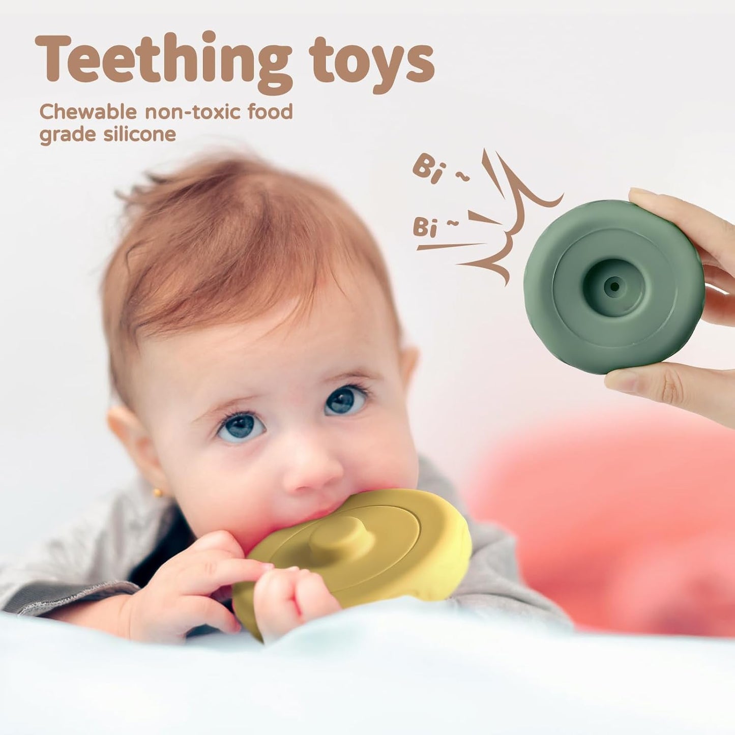 Mini Tudou 6 Pcs Stacking & Nesting Circle Toy 4.7",Soft Building Rings Stacker & Teethers,Squeeze Play with Early Educational Learning Stacking Tower, Toy for 6+ Months Boys&Girls