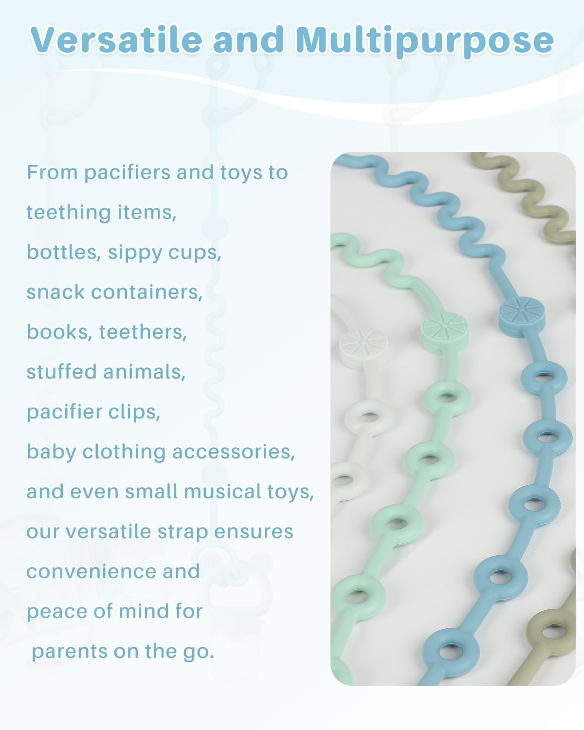 LittleHugs Toy Straps for Baby, 5pcs Adjustable Toy Holder for Stroller Accessories, Silicone Tether Pacifier Clip, No Throw Travel Essential Leash for High Chair, Car Seat (5-Pack)