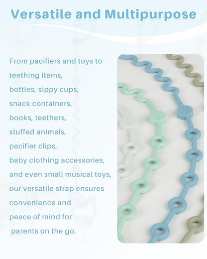 LittleHugs Toy Straps for Baby, 5pcs Adjustable Toy Holder for Stroller Accessories, Silicone Tether Pacifier Clip, No Throw Travel Essential Leash for High Chair, Car Seat (5-Pack)