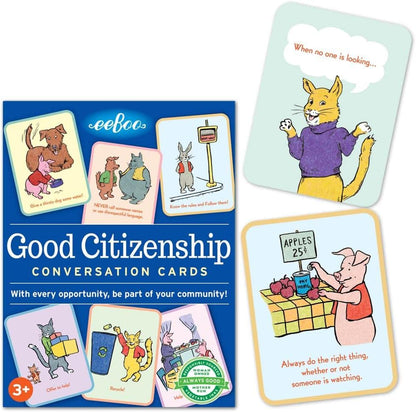 eeBoo: Good Citizenship Conversation Flash Cards, Encourages and Teaches Children How to Be Part of Their Community, Whether Family, School, or Planet, for Ages 3 and up