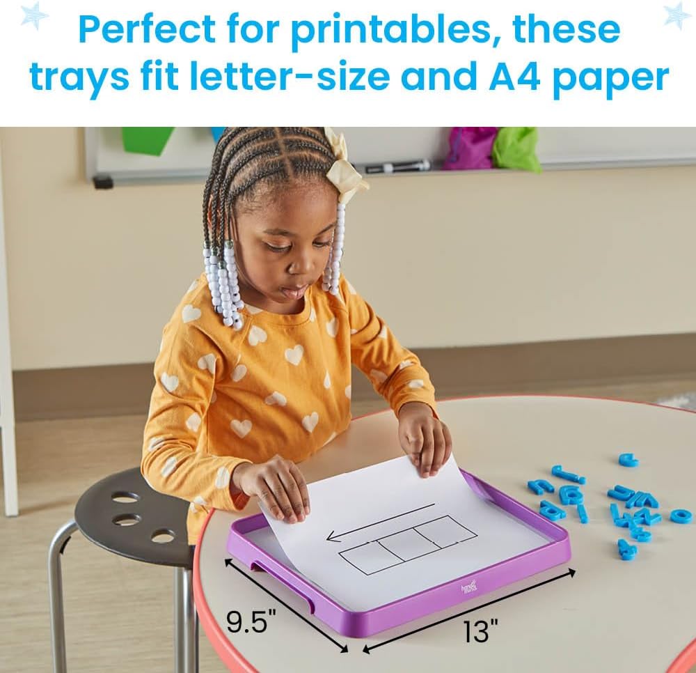 hand2mind Magnetic Dry Erase Activity Trays, Stackable Trays for Classroom, Magnetic Letter Trays, White Boards for Kids, Science of Reading Classroom Materials, Teacher Classroom Supplies