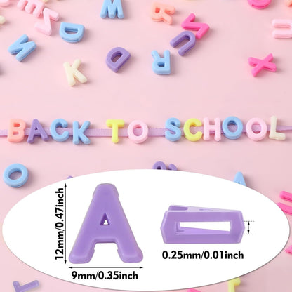 Augshy 400Pcs Large Letter Beads, Macaroon Hollow Letter Beads Plastic A-Z Mixed Alphabet Shape Bead for Jewelry Making Bracelets Necklaces Key Chains Shoelaces Crafts Party Decor(9 x 12 mm)