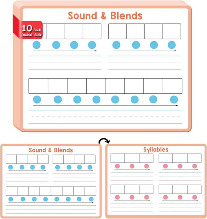 Lachilly 10 Pack Number Bonds Learning Big Cards, Double-Side Dry Erase Board, Math Manipulatives Ten Frame Teaching Resources for Homeschool Perschool Primary School Supplies, 8.26x11.22 Inch