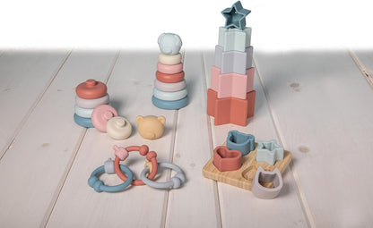 Mary Meyer Baby and Toddler Toys Simply Silicone Stacking Cups for 6+ Months Old Preschool Gifts, 9-Inches, Stars