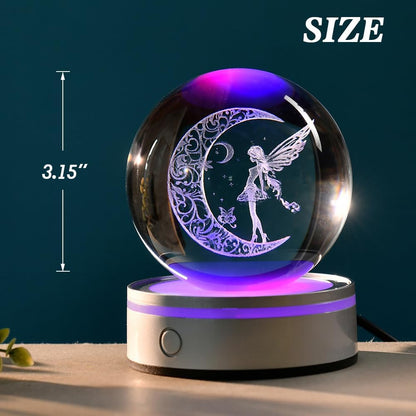 3D Solar System Crystal Ball Universe Glass Ball Space Astronomy Gift Planets Model Science Astrophysics Gifts Solar System Night Light Glass Globe Decor with 12 Colorful Modes Light Base