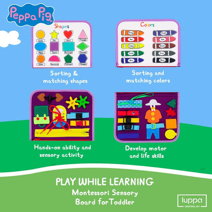 Peppa Pig Toddler Busy Board – Montessori toys for 1 2 3 4 Year Old, Educational Activity Sensory Board for Preschool Learning Fine Motor Skills, Gift Toys for Boys Girls, Airplane Car Travel Toy