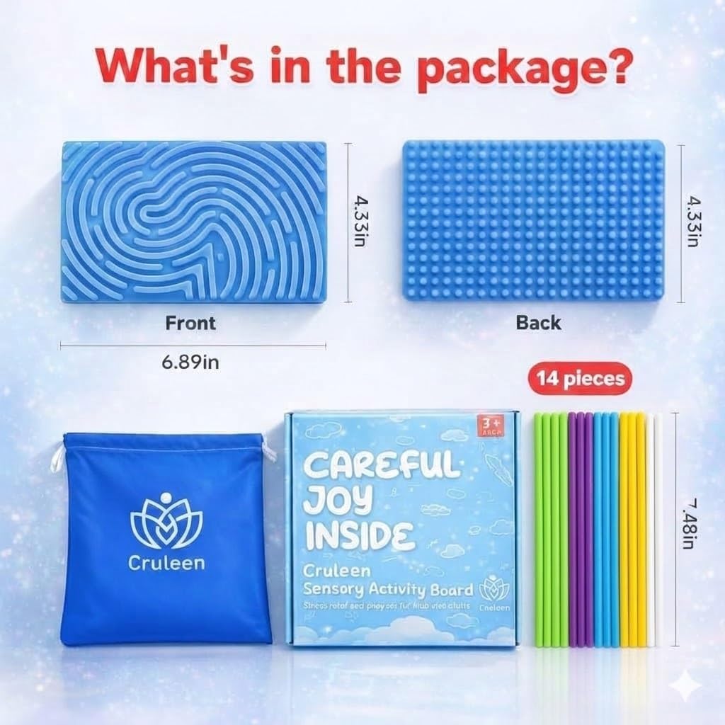 Sensory Board for Kids –Durable Silicone Sensory Activity Board –Sensory Toys for Kids with Autism, ADHD, Anxiety & Stress–Toddlers Calming Travel Essentials Fidget Toy for Kids 3+ & Adults