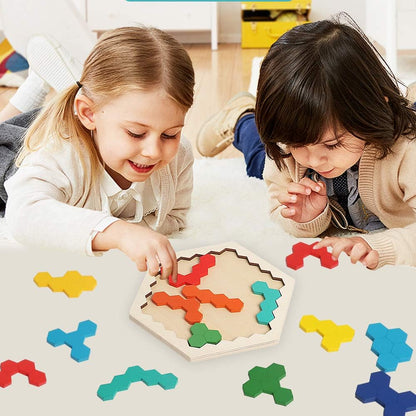 Skrtuan 5 Pack Wooden Puzzles Set - STEM Montessori Educational Board Games and Logic Traning Brain Teaser Geometric Shapes Tangram Puzzle Games for Kids Ages 3+