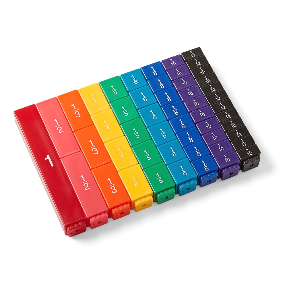 hand2mind Plastic Cuisenaire Rods Classroom Set, (Set of 15) & Rainbow Fraction Tower Cubes, (Set of 51)