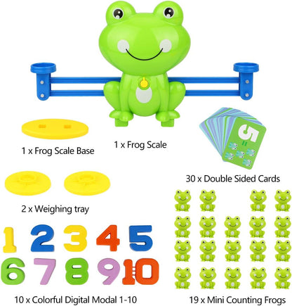 Aitbay Cool Math Game, Preschoolers Frog Balance Counting Toys for Boys & Girls Educational Number Toy Fun Children's Gift STEM Learning Age 3+ (63 PCS)
