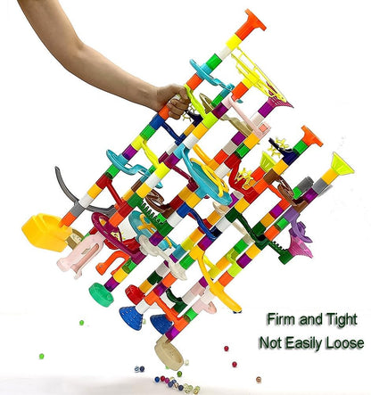 Marble Run - 200Pcs Maze Game Construction Building Toy, Race Track Set with 30pcs Glow in Dark Plastic Marbles STEAM Building Toys Gift for Kids (Marble run-200)