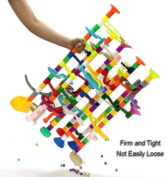 Marble Run - 200Pcs Maze Game Construction Building Toy, Race Track Set with 30pcs Glow in Dark Plastic Marbles STEAM Building Toys Gift for Kids (Marble run-200)