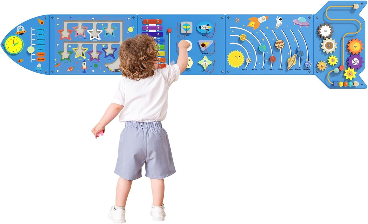 Unicorn Sensory Wall Panel for Kids - Activity Wall Busy Board Panels, Montessori Toddler Wall Activity Board, Wall Toys for Toddlers 3, Activity Cube, Perfect for Toddler Playroom, Pink