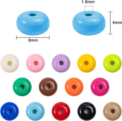 500PCS 8mm Acrylic Lentil Beads, White Abacus Beads Loose Beads for Crafts, Acrylic Spacer Beads for Jewelry Bracelet Necklace Making, Beads for Pens Charms Crafts, Small