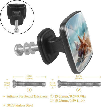 4 Pack Cabinet Knobs Drawer Pulls, 30mm Round ABS Glass Drawer Hardware Growing Butterfly Cabinet Handles with Screws for Dressers Kitchens Cupboard