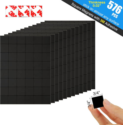 Magnetic Squares with Adhesive Backing(36PCS Each 1.5" x1.5"),Pre-Cut Self Sticky Magnets as Back to School Supplies,Peel and Stick for Cards/Picture/Poster (80mil Magnet)