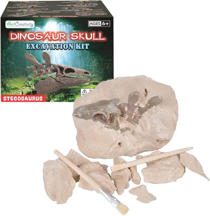 ArtCreativity Dinosaur Excavation Kit for Kids, Brachiosaurus Skull Excavating Set with Fossil Digging Tools and Stand, Fun Science Activity Toy, Educational Dinosaur Gift for Boys and Girls