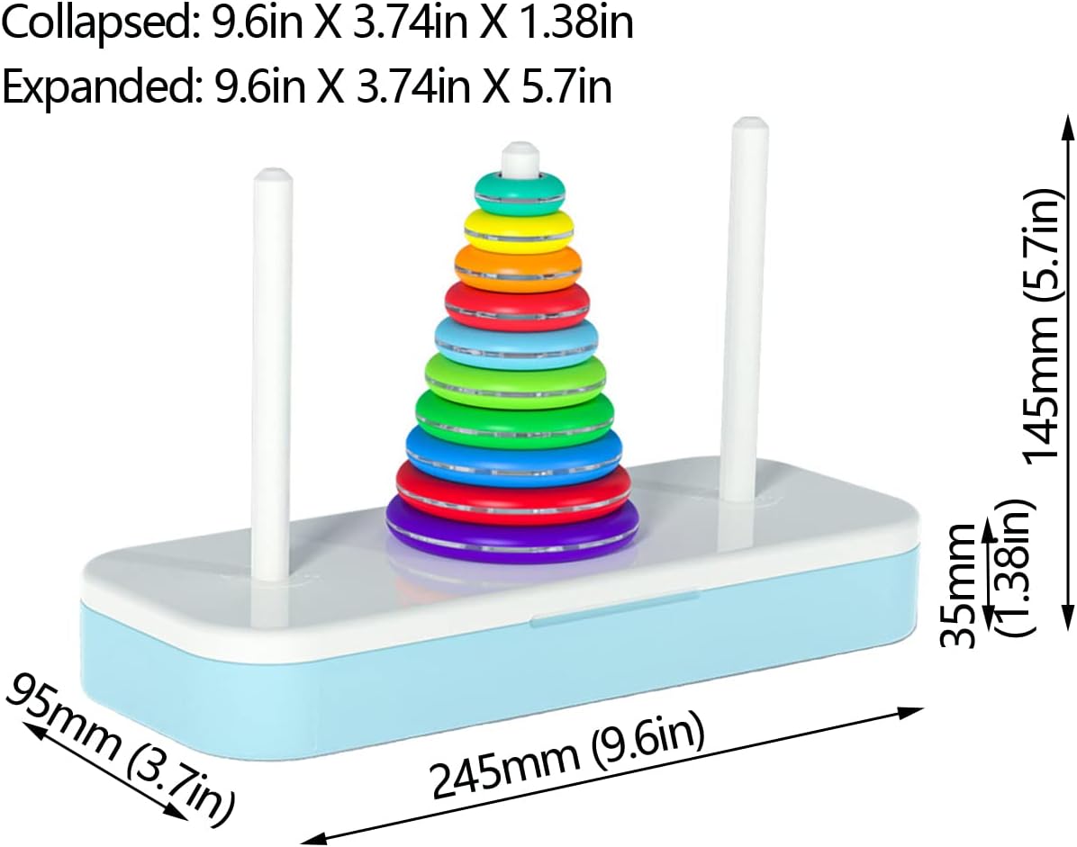 TANCH Hanoi Tower Puzzle All in One Logical Thinking Tower of Hanoi Brain Teaser Puzzle Stacking Boxes Game Toys for Kids and Adults (8 Rings)