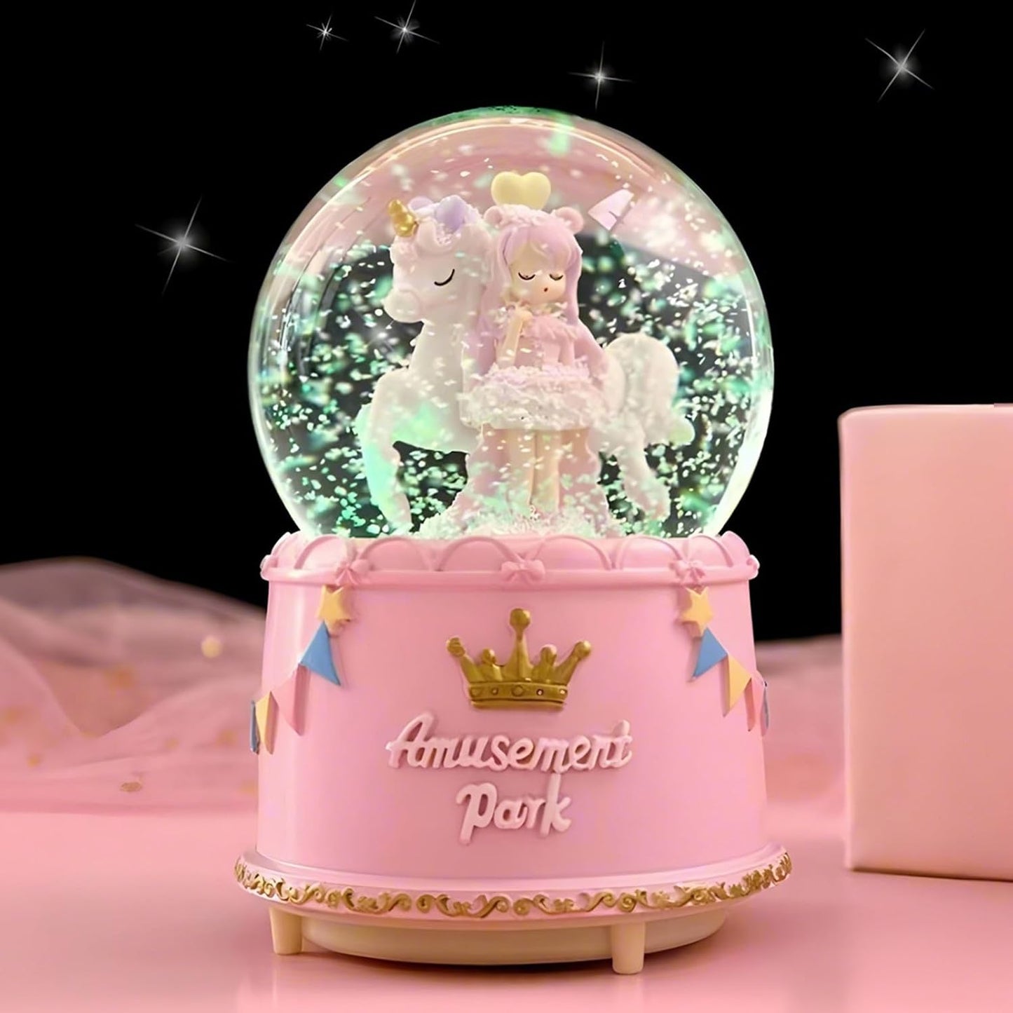 Unicorn Snow Globes for Girl,6.5IN Pink Music Snowglobes with LED Lights and Automatic Snowfall,Home Decor Glass Ball for Kids Bedroom Birthday for 5-18 Year Old Girl(6.5x4.1IN