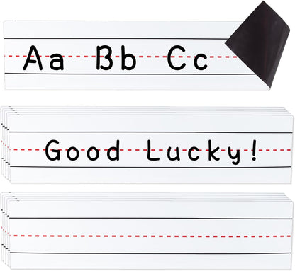 Magnetic Sentence Strips for Whiteboard, 10-Pack 3"x12" Reusable Dry Erase Handwriting Practice Strips, Teacher Supplies for Classroom & Homeschool