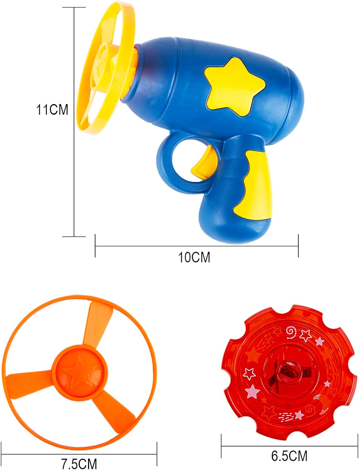 Berry President Flying Saucer Toy, Flying Disc Launch Playset with Rotating Flash Light, Indoor Outdoor Twist Shoot Toy for Kids Aged 3 Years Old & Up (Yellow)