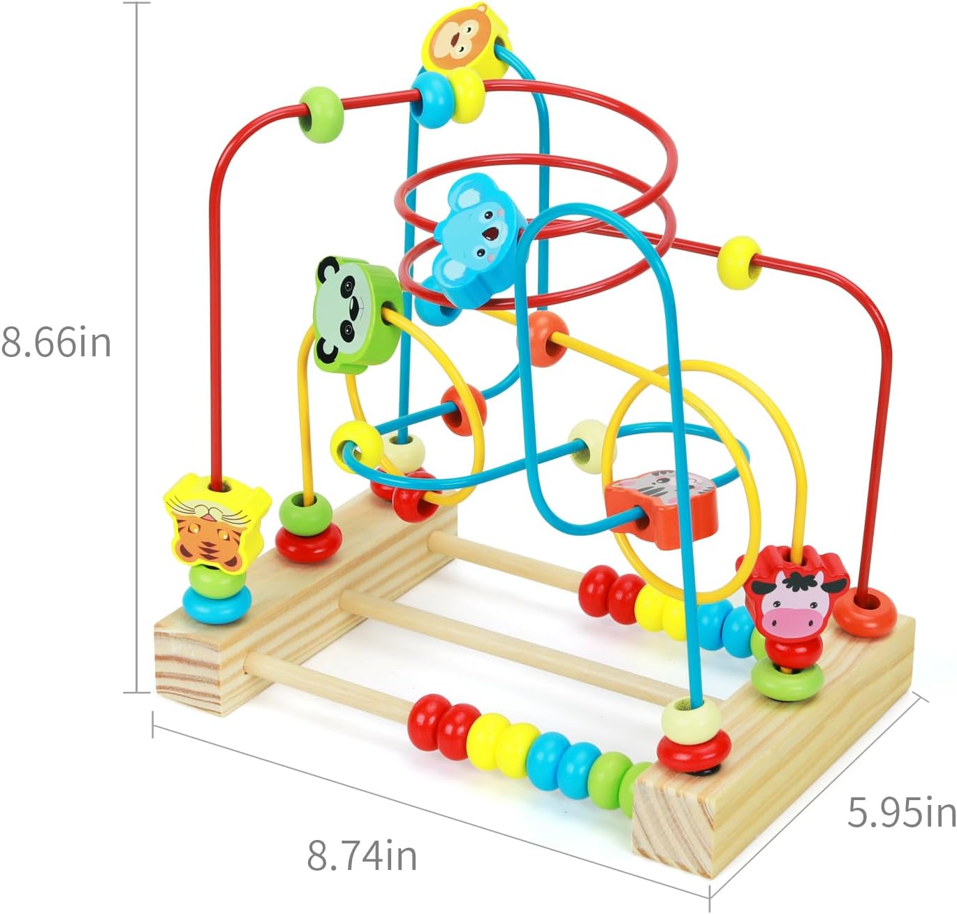 QZMTOY Bead Maze Toy for Toddlers Wooden Bead Toys Colorful Roller Coaster Preschool Educational Toys for Kids Classic Birthdday Gift for Toddlers Baby Infant Boys Girls…