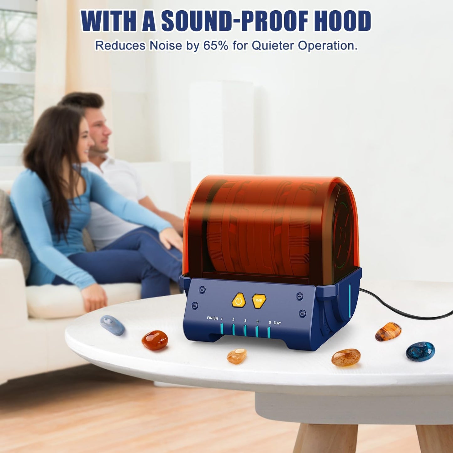 Fistone Rock Tumbler Kit - Noise-Reducing Rock Polisher for Kids & Adults | 5-Day Timer | Great STEM Gift for Young Rock Collectors & Geology Enthusiasts