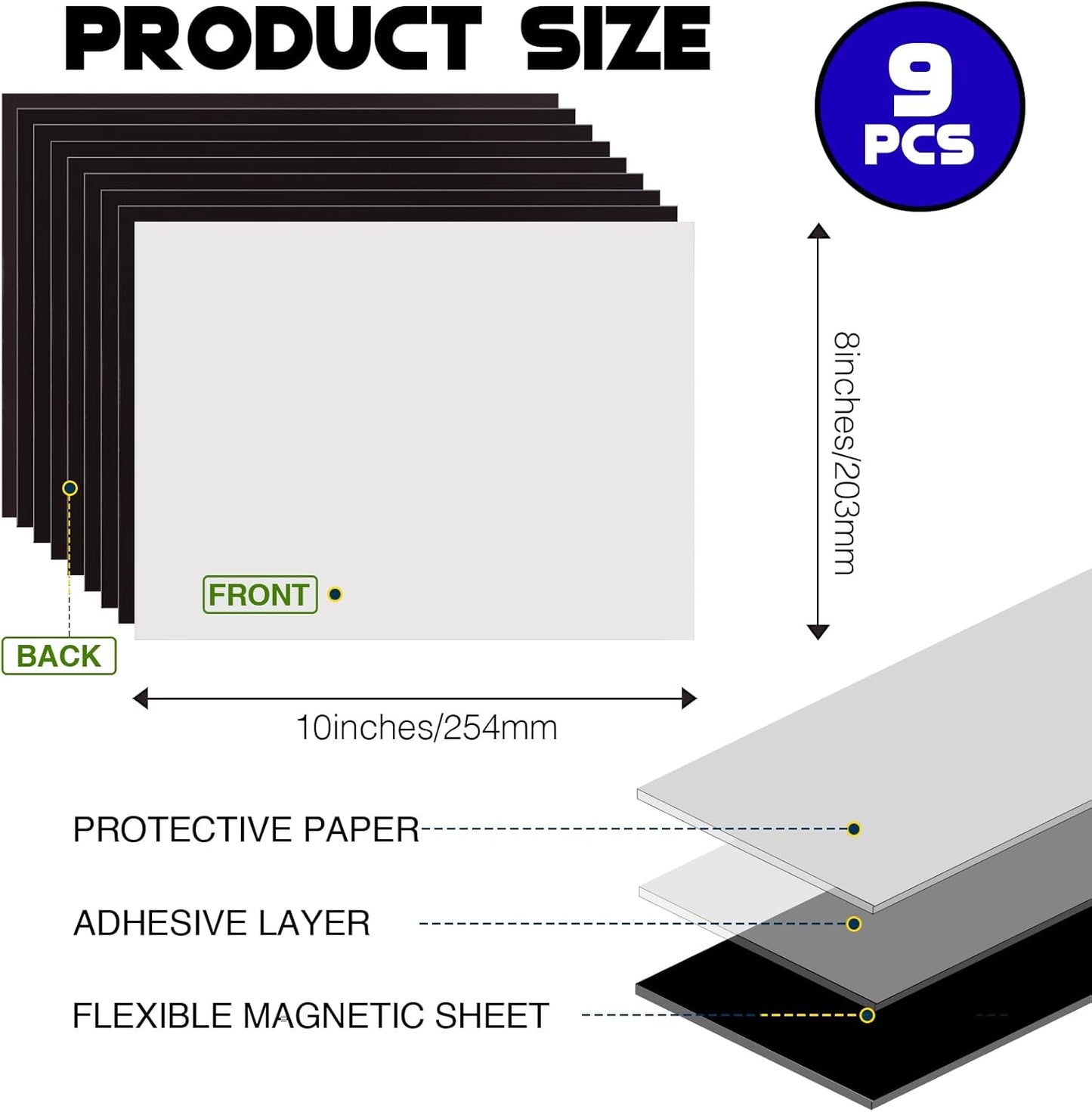 Adhesive Magnetic Sheets for Letter Size 8.5x11 (Pack of 8),Magnet Sheets with Self-Stick Adhesive for Home/Classroom/Office,Easy Cut DIY Paper Craft Magnet
