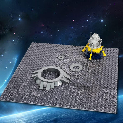 Feleph Space Moon Baseplate 10x10 inches Classic Building Blocks Base Plate Gray Compatible with Major Brands - 4PCS