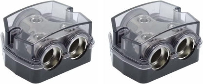 3 Way Power Distribution Block, 0/2/4 AWG Gauge in, 4/8/10 Gauge Out, Car Audio Stereo Amp Distribution Connecting Block for Audio Splitter (1x0GA+3x4GA) 2 Pack
