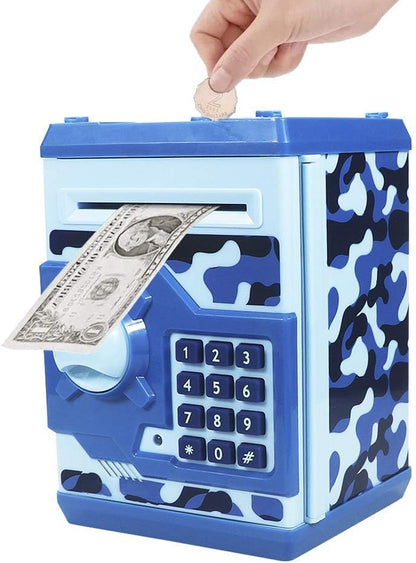 Piggy Bank Electronic Mini ATM for Kids Baby Toy, Safe Coin Banks Money Saving Box Password Code Lock for Children,Boys Girls Best Gift (Silver)
