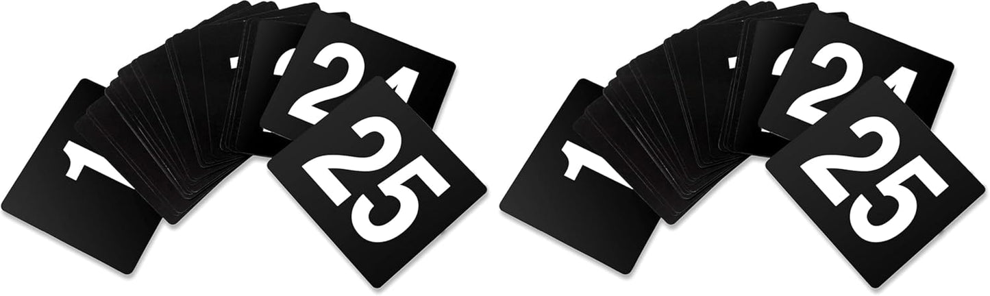 New Star Foodservice 23084 1-100 Double Side Plastic Table Numbers, 4" x 4" Inch, Light Grey on Black