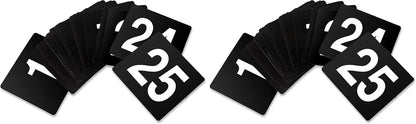 New Star Foodservice 23084 1-100 Double Side Plastic Table Numbers, 4" x 4" Inch, Light Grey on Black