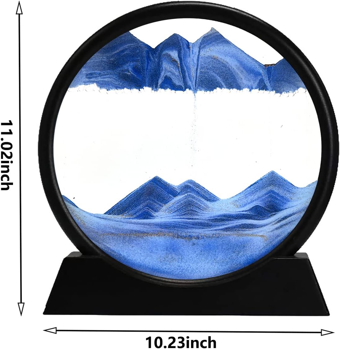 rysnwsu 3D Dynamic Sand Art Liquid Motion, Moving Sand Art Picture Round Glass 3D Deep Sea Sandscape in Motion Display Flowing Sand Painting Relaxing Desk Toys (Blue, 12'')