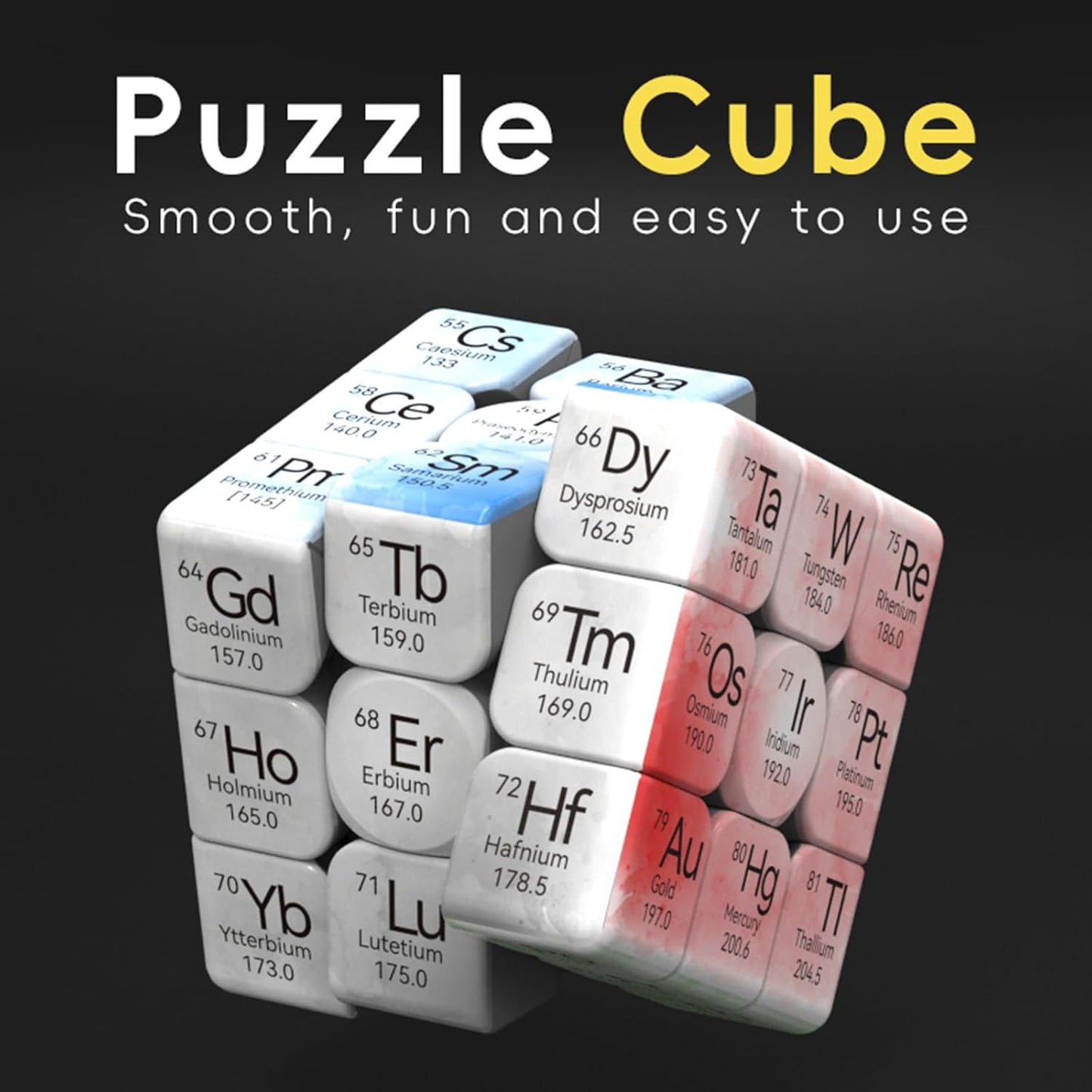 Periodic Table 3x3 Speed Cube, UV Printing Element Cube Magic Cube Educational Puzzles Toys for Kids,Beginners and Adults (Stickerless) Black