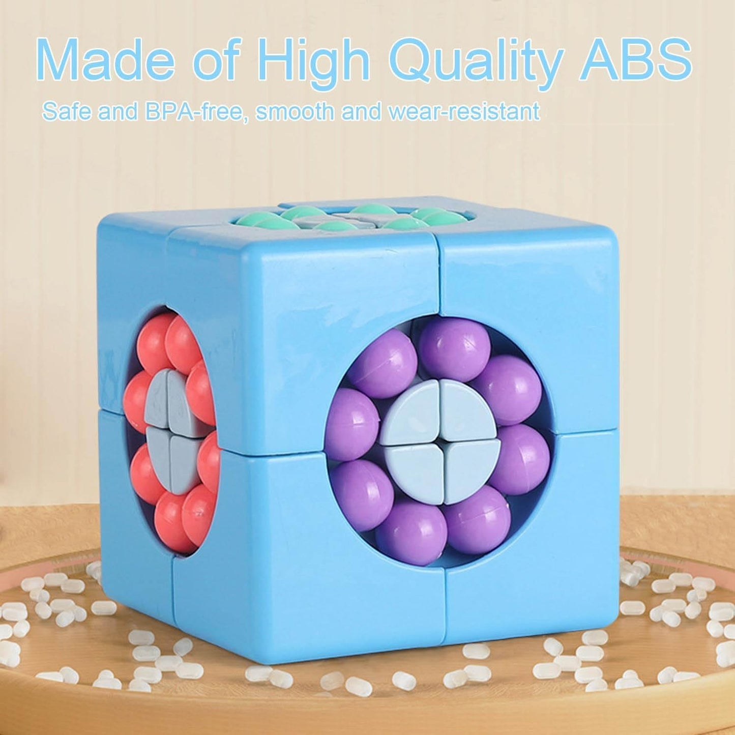 YUDANSI Magic Bean Puzzle Toy, Rotating Magic Bean & Fidget Cube 2-in-1, Rotating Magical Cube Fidgets Gift for Kids Boys Girls Age 3+, 5-7, 8-12, Brain Teaser Fingertip Toys for Teens Adults