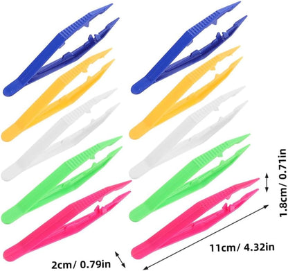BESTonZON 30pcs Plastic Tweezers for Boys and Girls Ergonomic Design for Jewelry Making Craft Projects and Fine Motor Skills Development