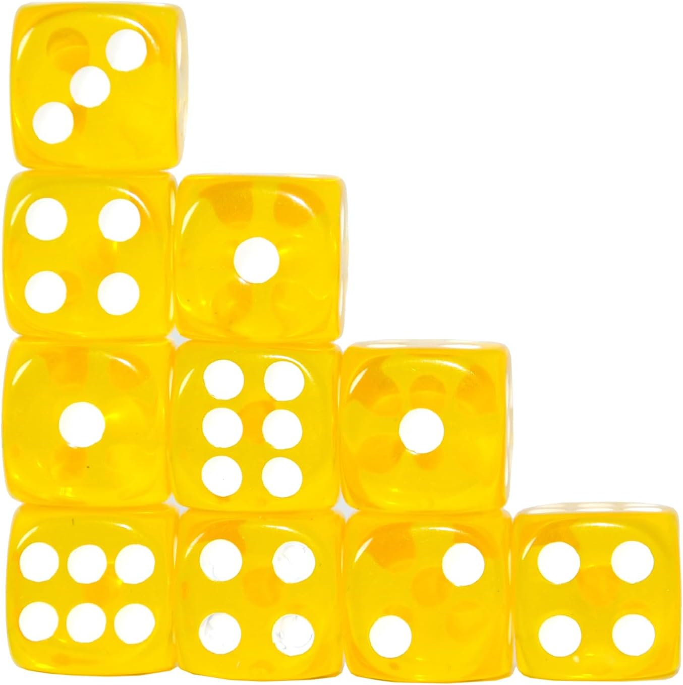 SmartDealsPro 10-Pack D6 Six Sided 16mm Transparent Dice Die for DND, MTG, RPG, Tenzi, Yahtze, Bunco, Table Borad Games, Math Teaching