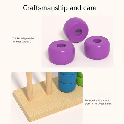 Color Matching Stacking Puzzle Game, Wooden Color Stack Challenge Game with Racks, 60 Rings, Fast Pattern Challenge Ring Stack Puzzle for Family Game Night (1 Set for 1 Player)