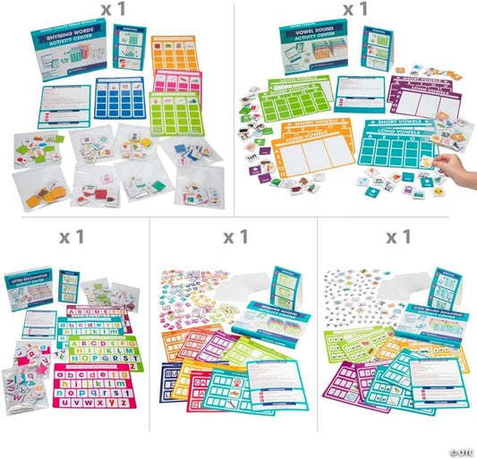 Fun Express Preschool & Kindergarten ELA Educational Activity Center Bundle Kit - 118 Pieces