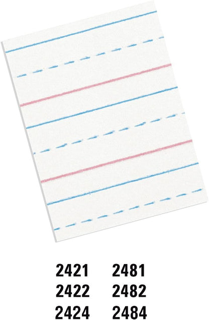 Pacon PAC2482 Multi-Program Ruled Handwriting Paper, 8" x 10.5", 40 Sheets, D'Nealian Grades 2-3 and Zaner-Bloser Grade 2, 0.5" Ruling, 0.25" Dotted Midline, 0.25" Descender Space