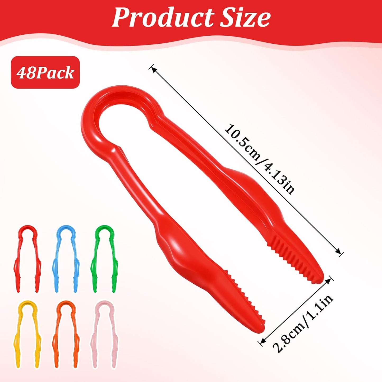 48 Pcs Plastic Tweezers, Fine Motor Easy-Grip Tweezer Small Colorful Beads tweezer Learning Tweezers for Craft DIY, Jewelry Making, Beading Game, Family Activities (1 x 4 inch)