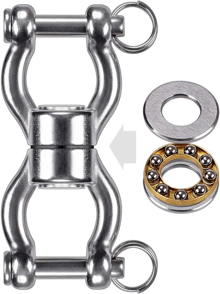 SELEWARE Silent Bearing Swing Swivel, 360° Rotational Device Hanging Accessory with Removeable Buckle for Tree Swing, Hammock Chair, Climbing Rope, Yoga, Kids Swing Swivel 1200LB Capacity, 2 Pack