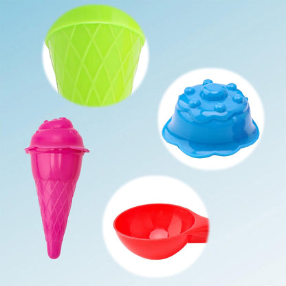 Dough Tools for Kids, 9 Piece Ice Cream Set with 4 Cones, 4 Scoop Molds & Spoon, Modeling Clay Tools, Sand Toys & Sensory Bin Accessories for Toddlers Ages 2-4