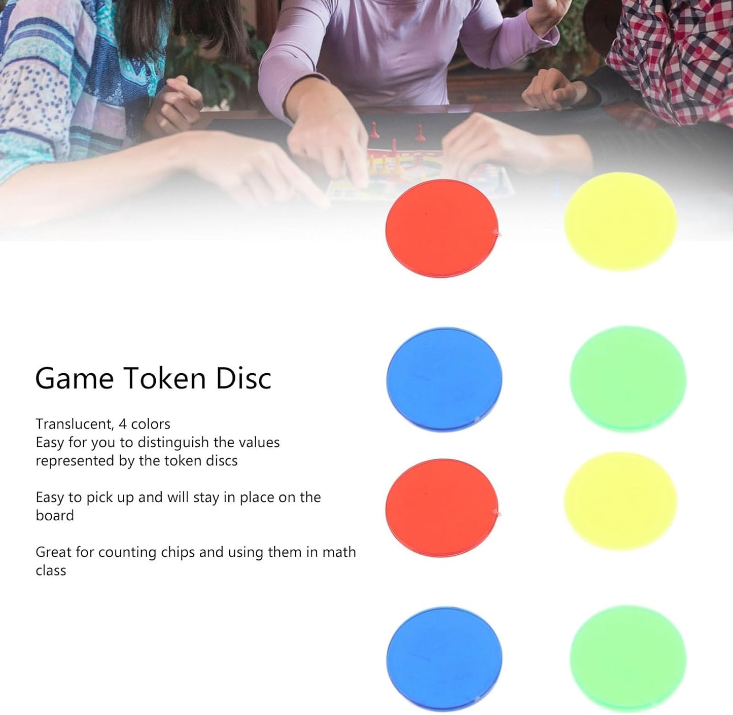 Translucent Game Tokens, 100 Pieces 15mm Round Counting Chips 4 Colors for Classroom Teachers Math Educators Board Game Players Poker Enthusiasts Hands-On Learning Activities