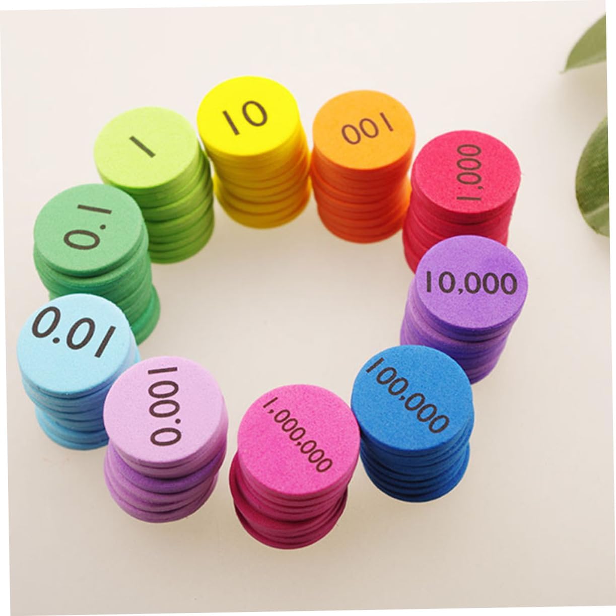 VILLCASE 300Pcs Eva Place Value Disks Educational Numbers Manipulatives for Teaching Supplies Disks for Math Learning and Organization Non Deforming and Material