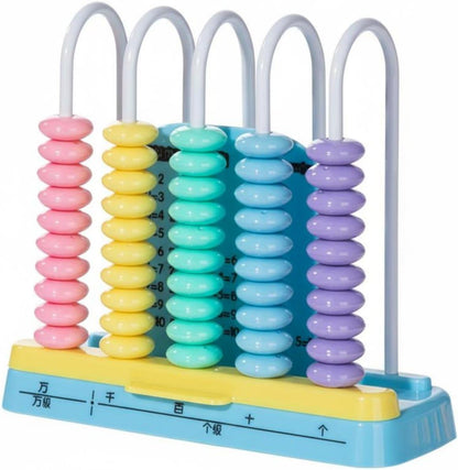 predolo Abacus Children's Abacus Smooth Edges Kids Math Counter for Elementary School Students, Blue, 5 Rows