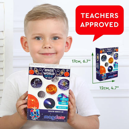 Solar System Fridge Magnets for Kids - Magdum - 22 Realistic Space Magnets for Toddlers - Real Refrigerator Magnets - Planets for Kids – Magnetic Universe - Science Toys for Children - Astronomy Gifts