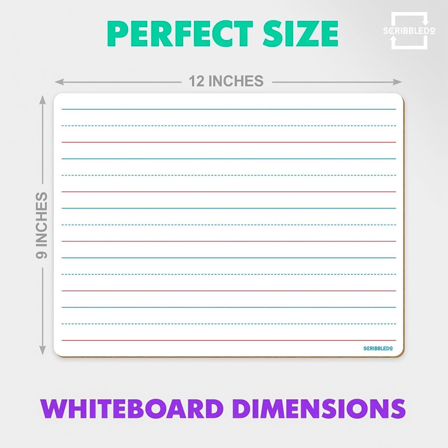 Scribbledo Double Sided Whiteboard Lined Dry Erase Board for Kids Ruled Writing Board Handwriting Practice Small White 9x12 Dry Erase Board with Lines Education Teacher Supplies