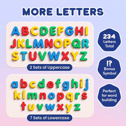 JoyLearn 78 Pieces Magnetic Letters and Numbers Alphabet Fridge Magnets ABC 123 Colorful Plastic Uppercase Lowercase Educational Toy Set with Math Symbols for Kids (78 PCS)
